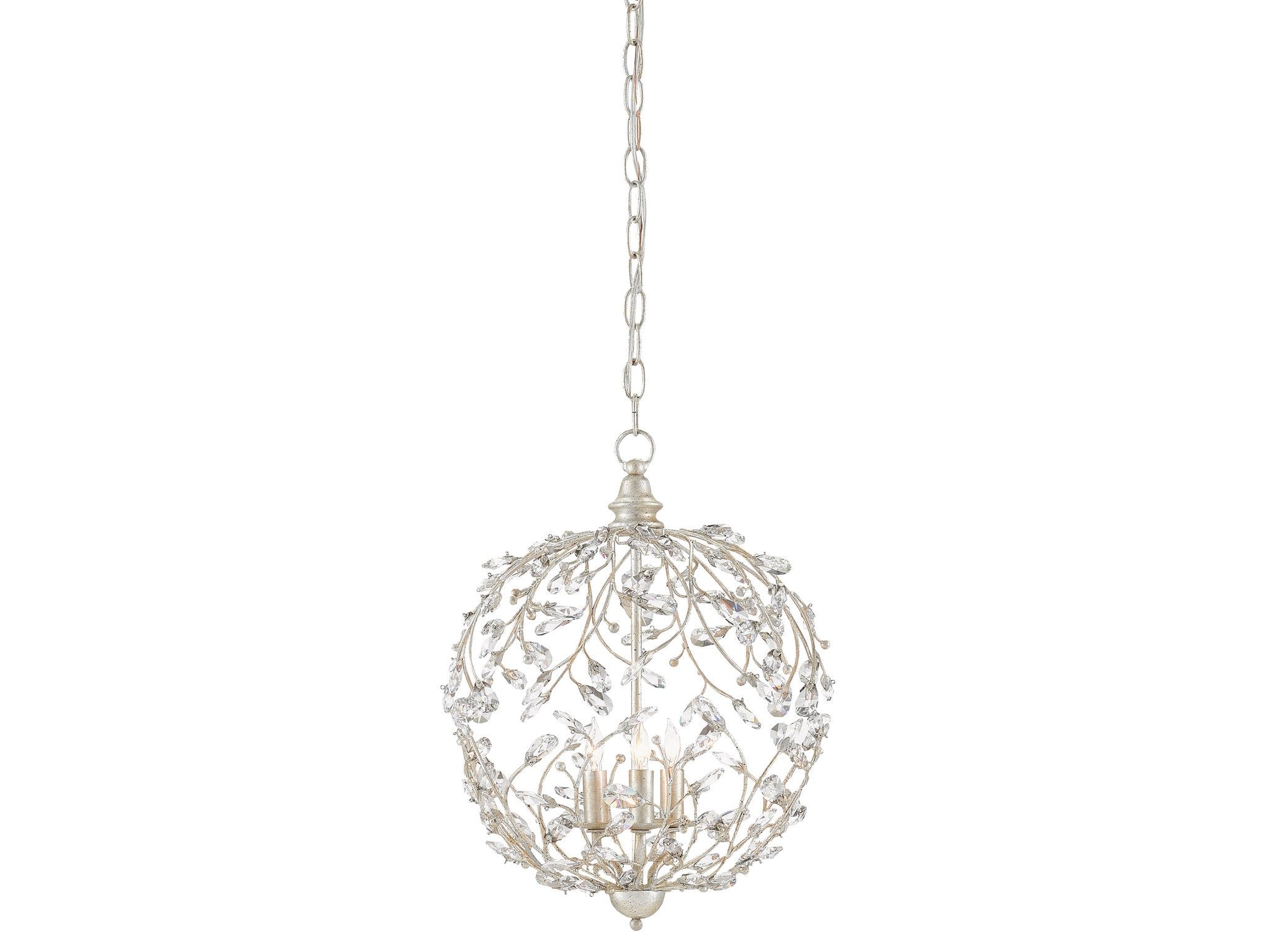 Crystal Bud Sphere Chandelier in Silver Granello design by Currey and Company