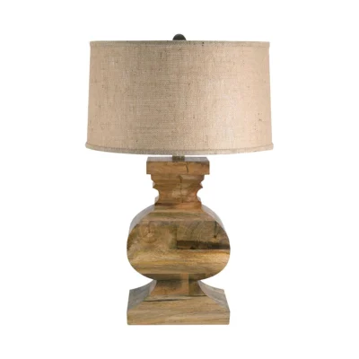 Curved Block Solid Wood Table Lamp