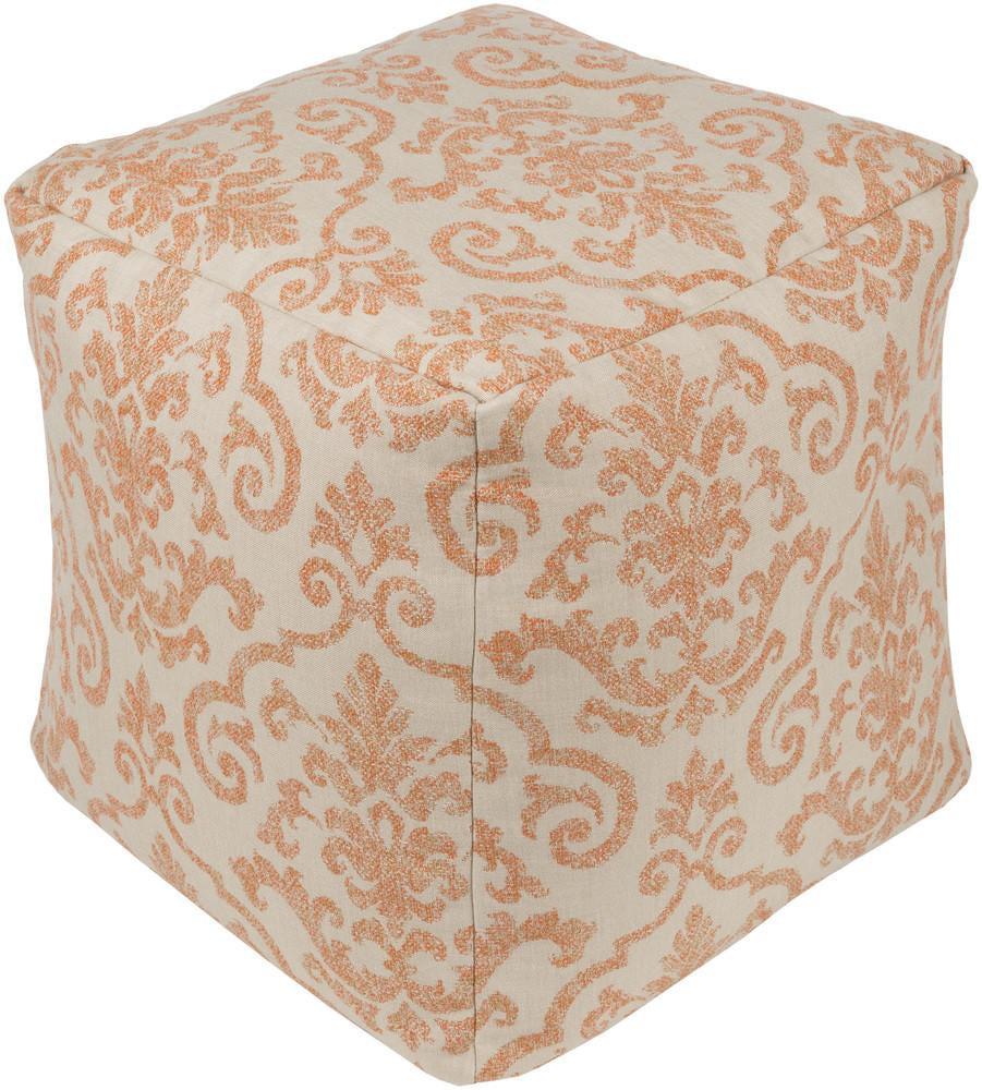 Damara Pouf in Beige and Bright Orange design by Sunbrella