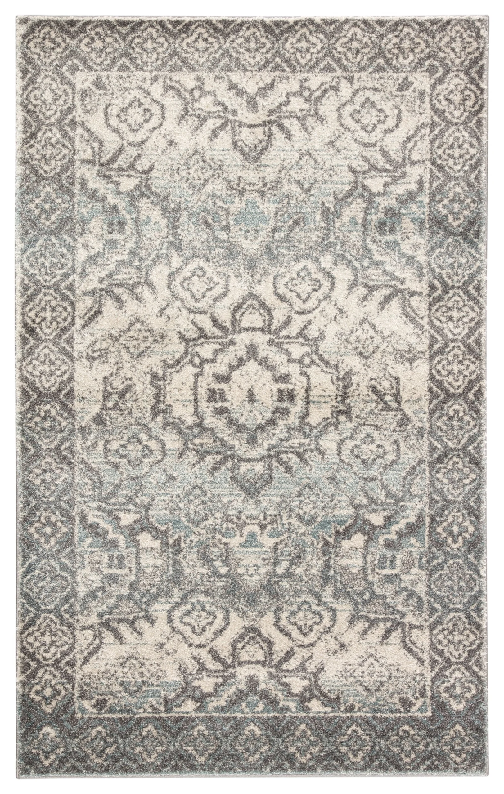 Dasha Medallion Blue and Gray Area Rug