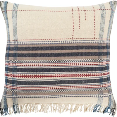 Dashing Hand Woven Pillow in Ivory and Navy
