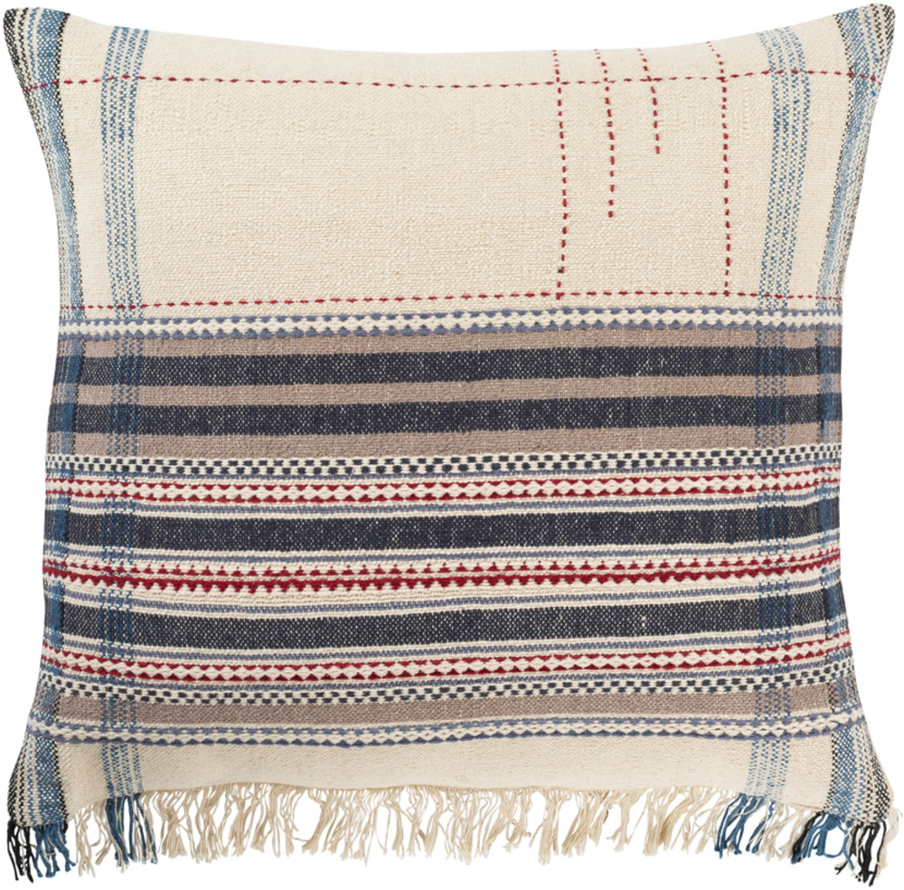 Dashing Hand Woven Pillow in Ivory and Navy