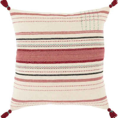 Dashing Hand Woven Pillow in Ivory and Rose