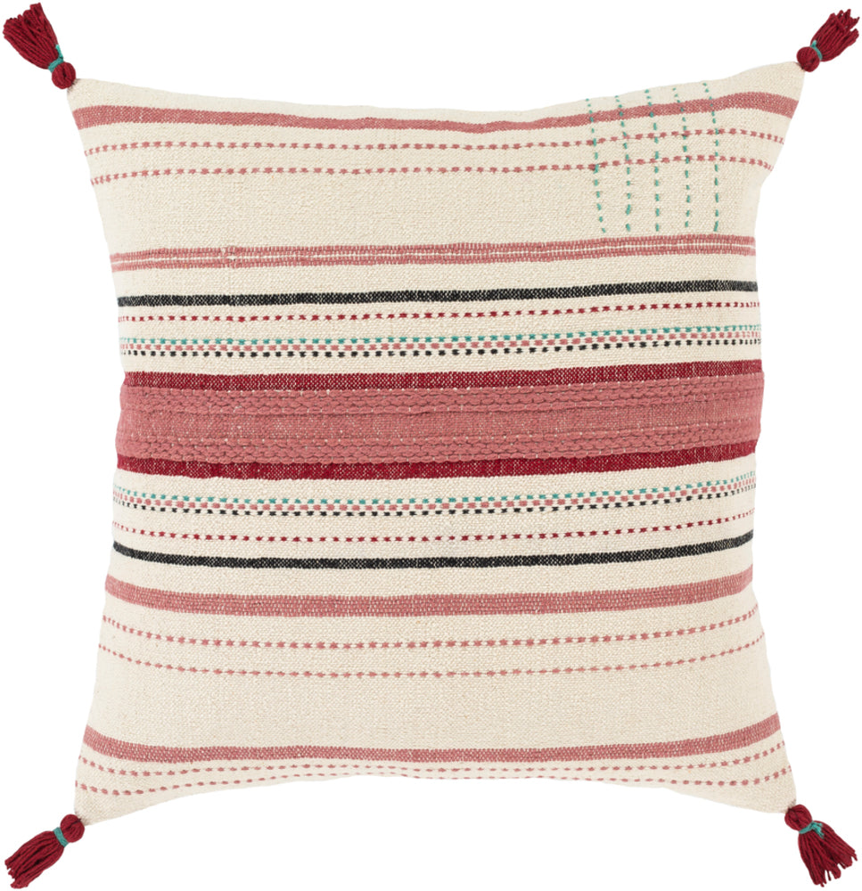 Dashing Hand Woven Pillow in Ivory and Rose