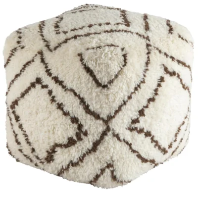 Denali Wool pouf in Dark Brown and Khaki color