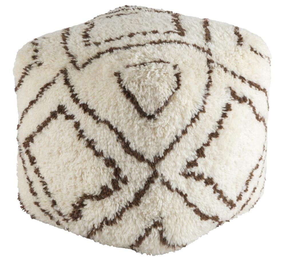 Denali Wool pouf in Dark Brown and Khaki color