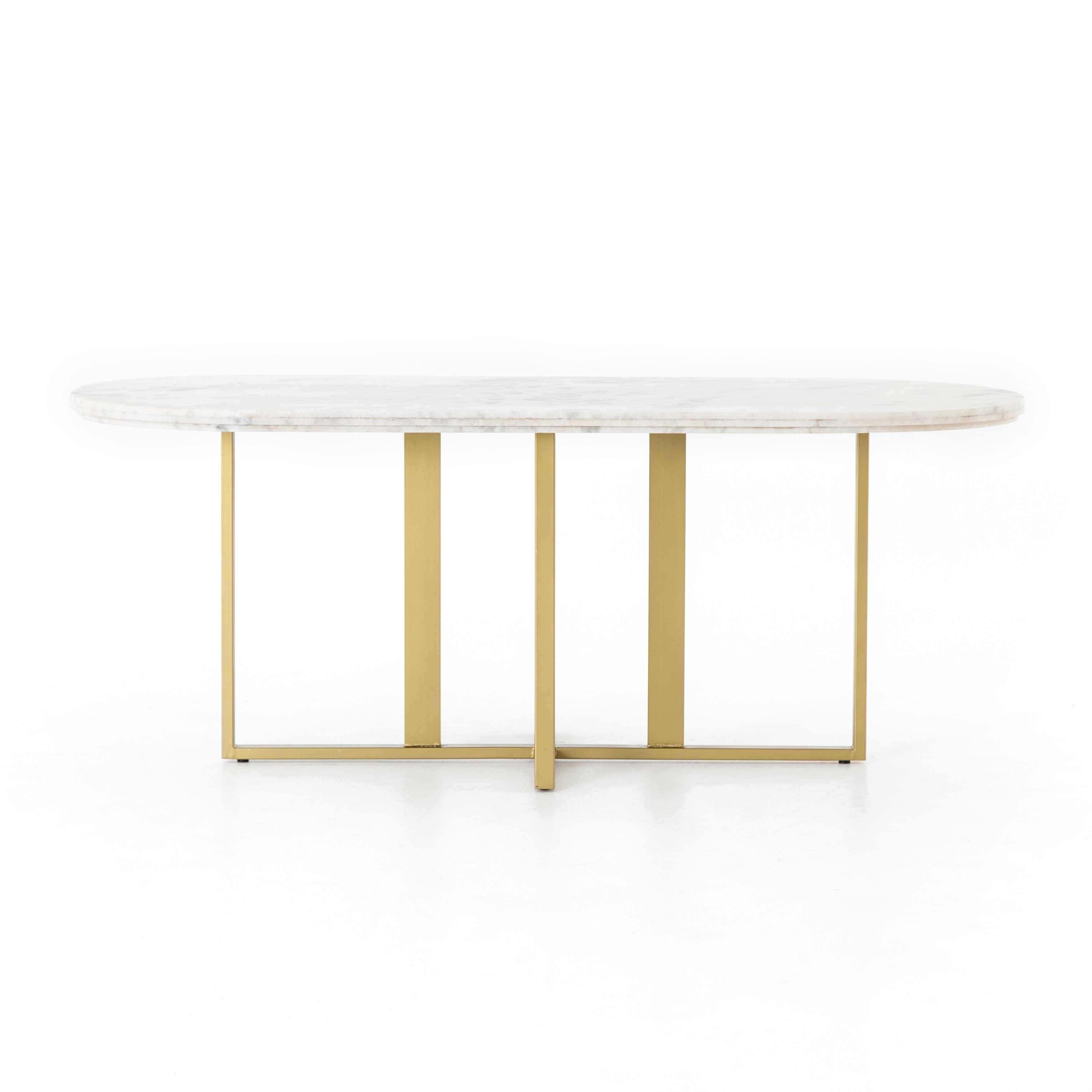 Devan Oval Dining Table in White Marble