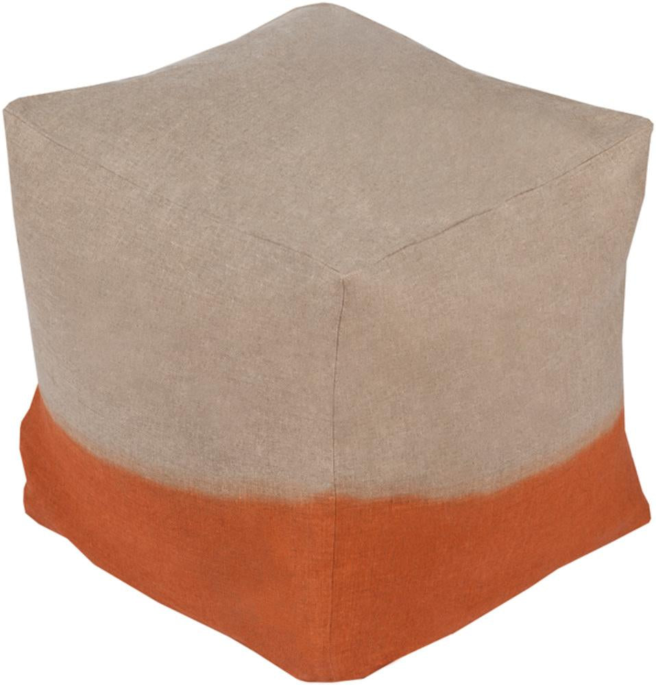 Dip Dyed Linen pouf in Khaki and Burnt Orange color