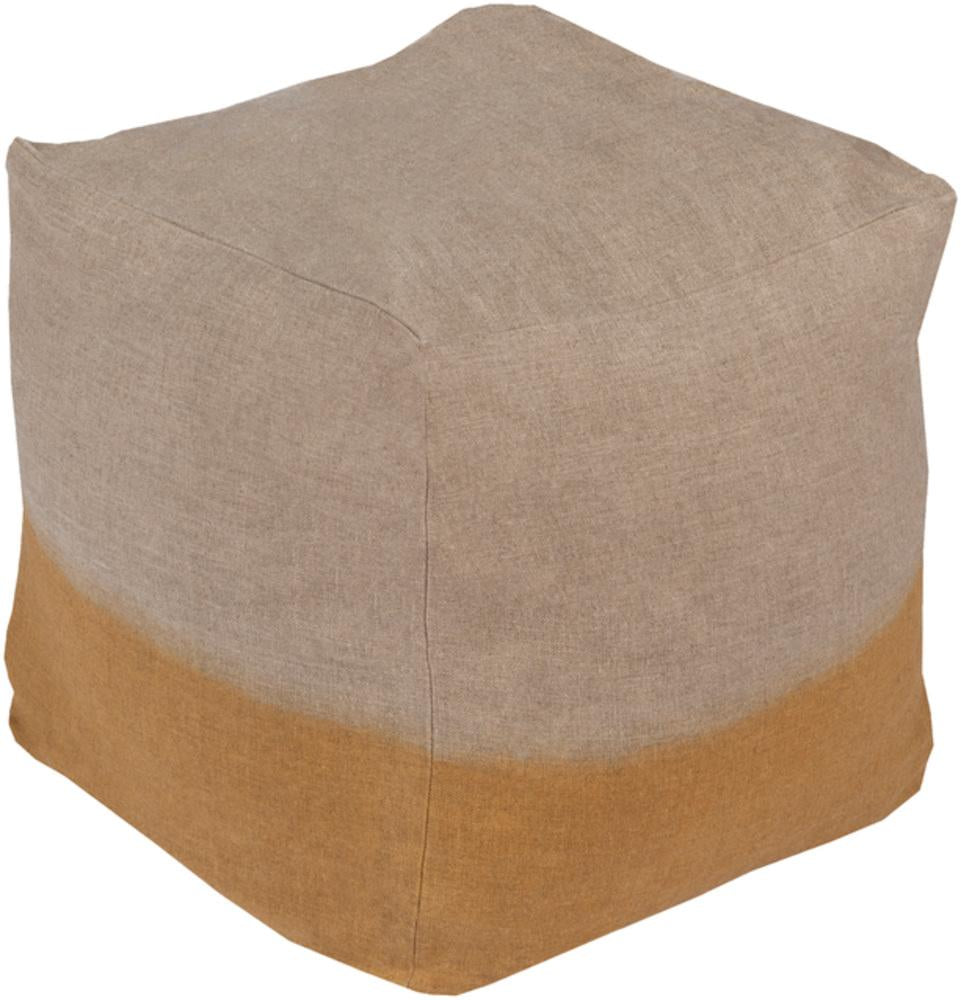 Dip Dyed Linen pouf in Khaki and Tan color