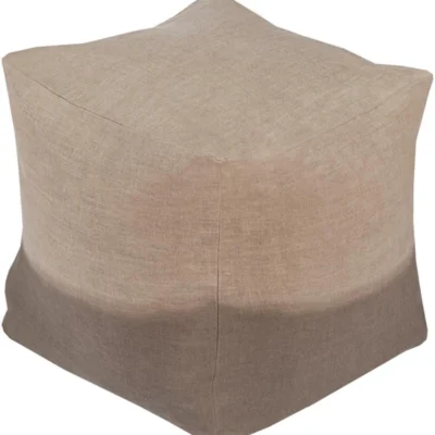 Dip Dyed Linen pouf in Khaki and Taupe color