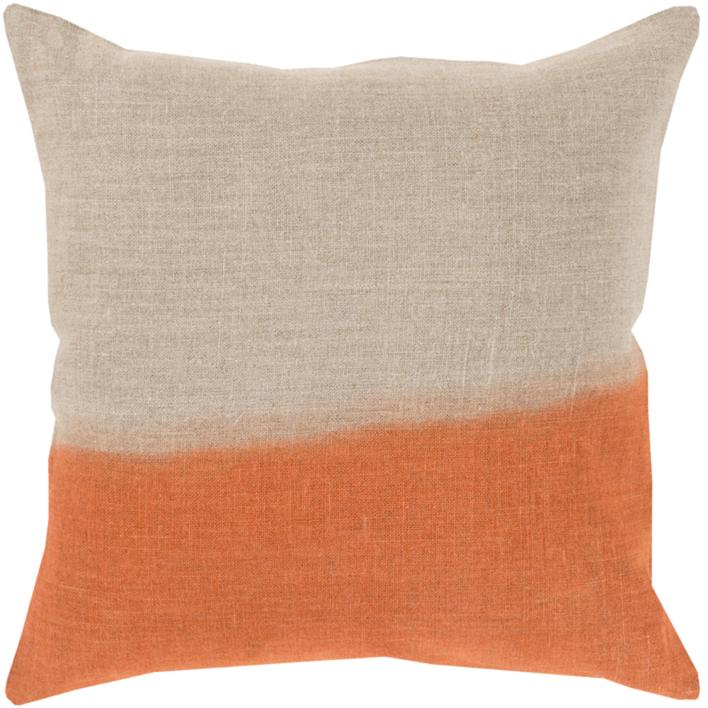 Dip Dyed Woven Pillow in Khaki and Burnt Orange