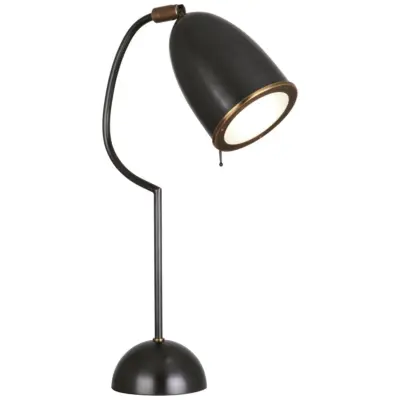 Director Table Lamp in Deep Patina Bronze Finish w Aged Brass Accents design by Robert Abbey