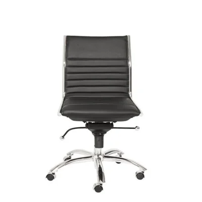 Dirk Low Back Office Chair Armless in Black design by Euro Style