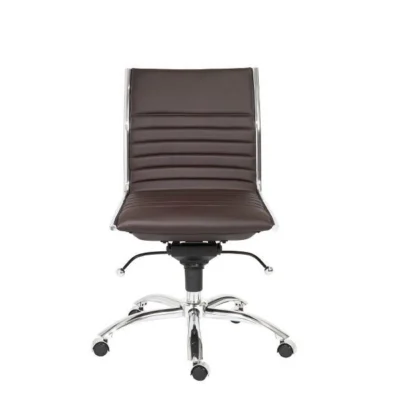 Dirk Low Back Office Chair Armless in Brown design by Euro Style