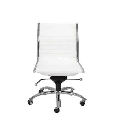 Dirk Low Back Office Chair Armless in White design by Euro Style