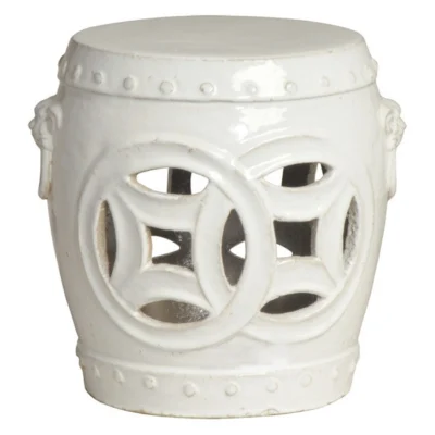Double Fortune Garden Stool in White design by Emissary