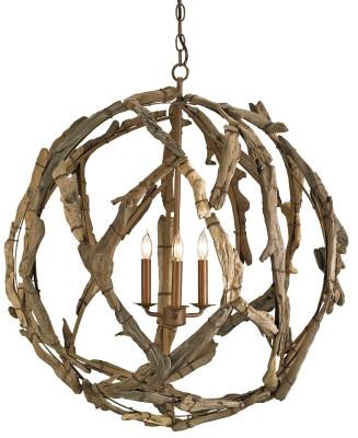 Driftwood Orb Chandelier design by Currey and Company