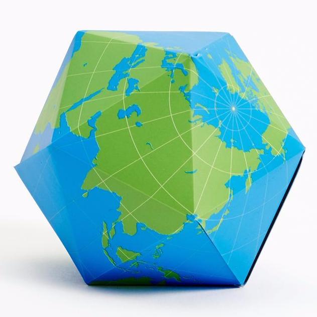 Dymaxion Folding Globe in Blue and Green design by Areaware