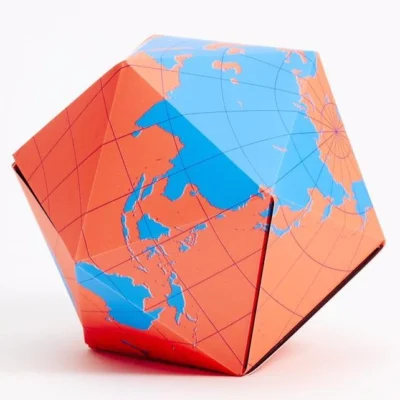 Dymaxion Folding Globe in Blue and Orange design by Areaware