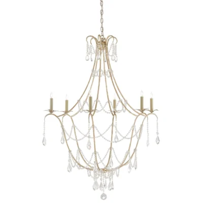 Elizabeth Chandelier in Silver Granello design by Currey and Company