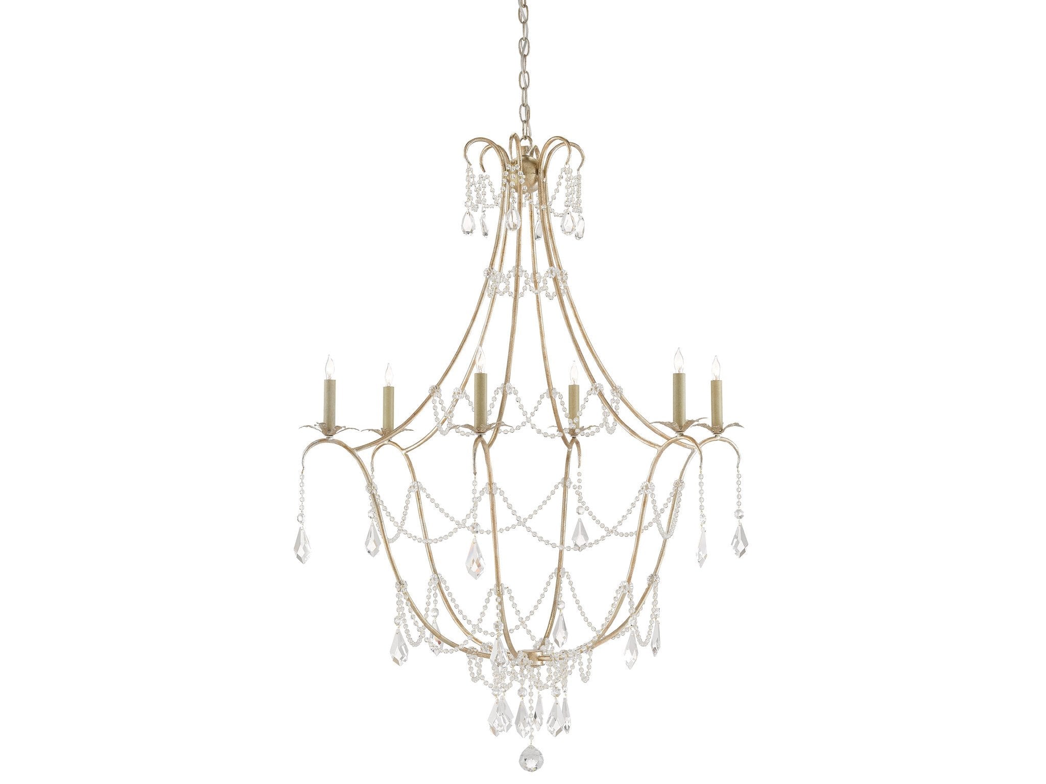 Elizabeth Chandelier in Silver Granello design by Currey and Company