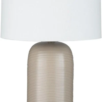 Everly Table Lamp in Taupe and White