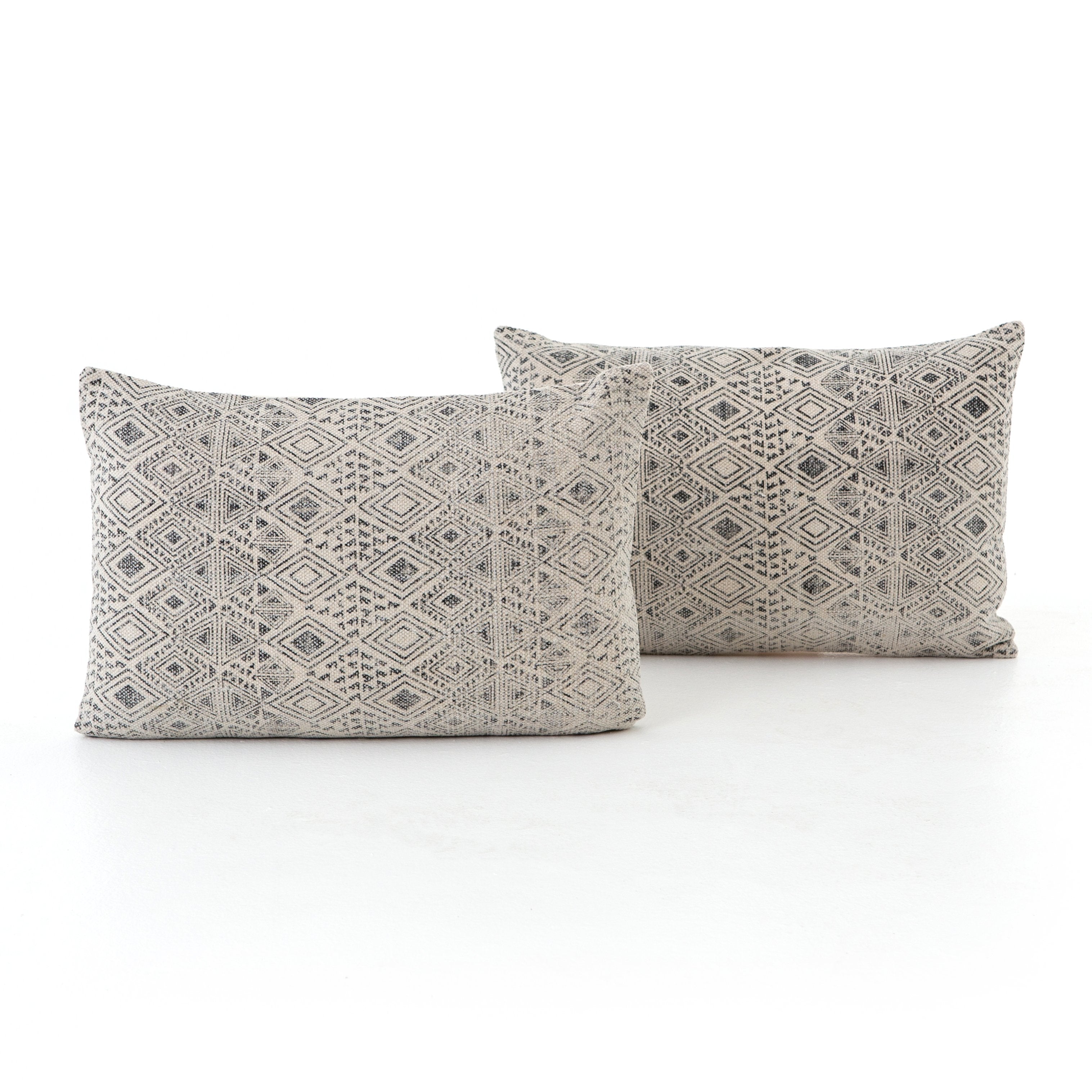 Faded Grey Print Lumbar Set Of 2