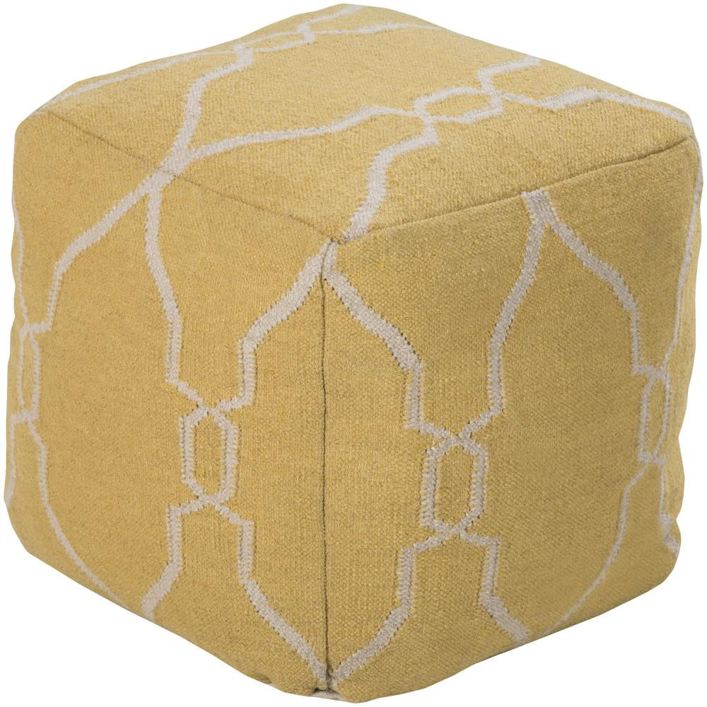 Fallon Pouf in Bright Yellow and Cream design by Jill Rosenwald