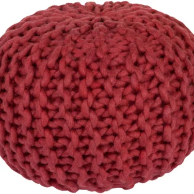 Fargo Wool pouf in Bright Red color