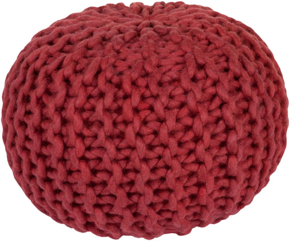 Fargo Wool pouf in Bright Red color