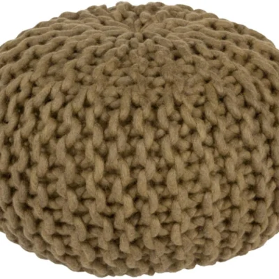 Fargo Wool pouf in Dark Green color