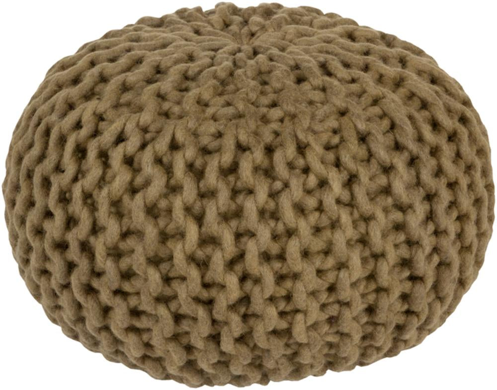 Fargo Wool pouf in Dark Green color