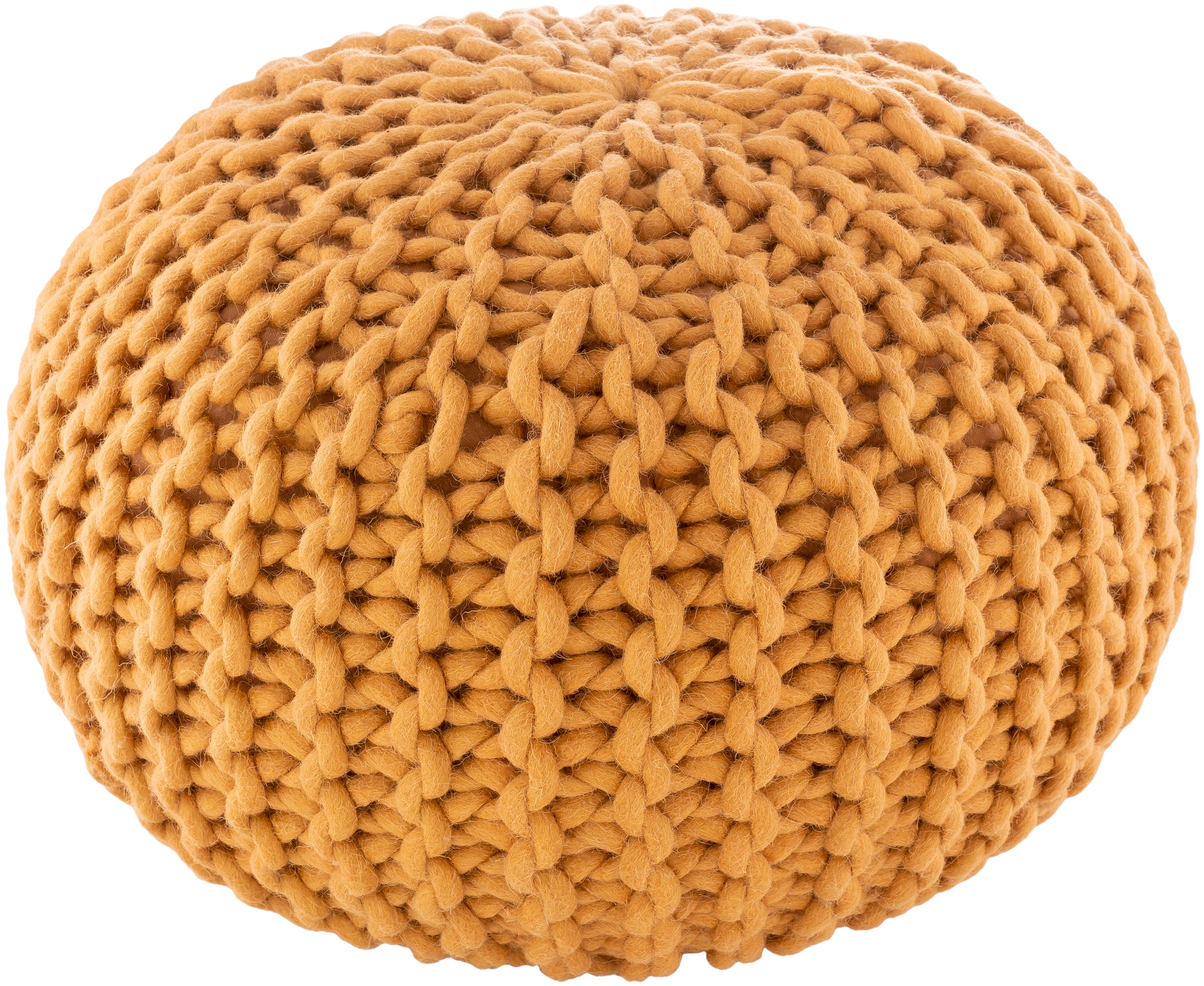 Fargo Wool pouf in Mustard color