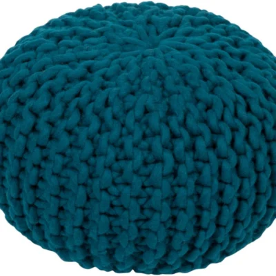 Fargo Wool pouf in Teal color