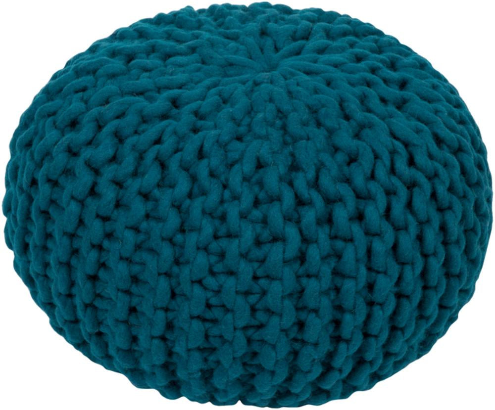 Fargo Wool pouf in Teal color