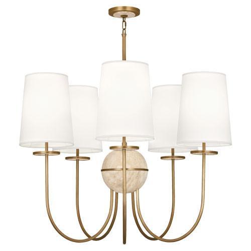 Fineas Collection Chandelier Travertine Stone Accent design by Robert Abbey