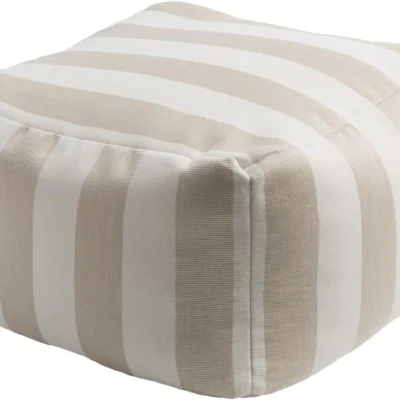 Finn Pouf in Khaki and White design by Sunbrella