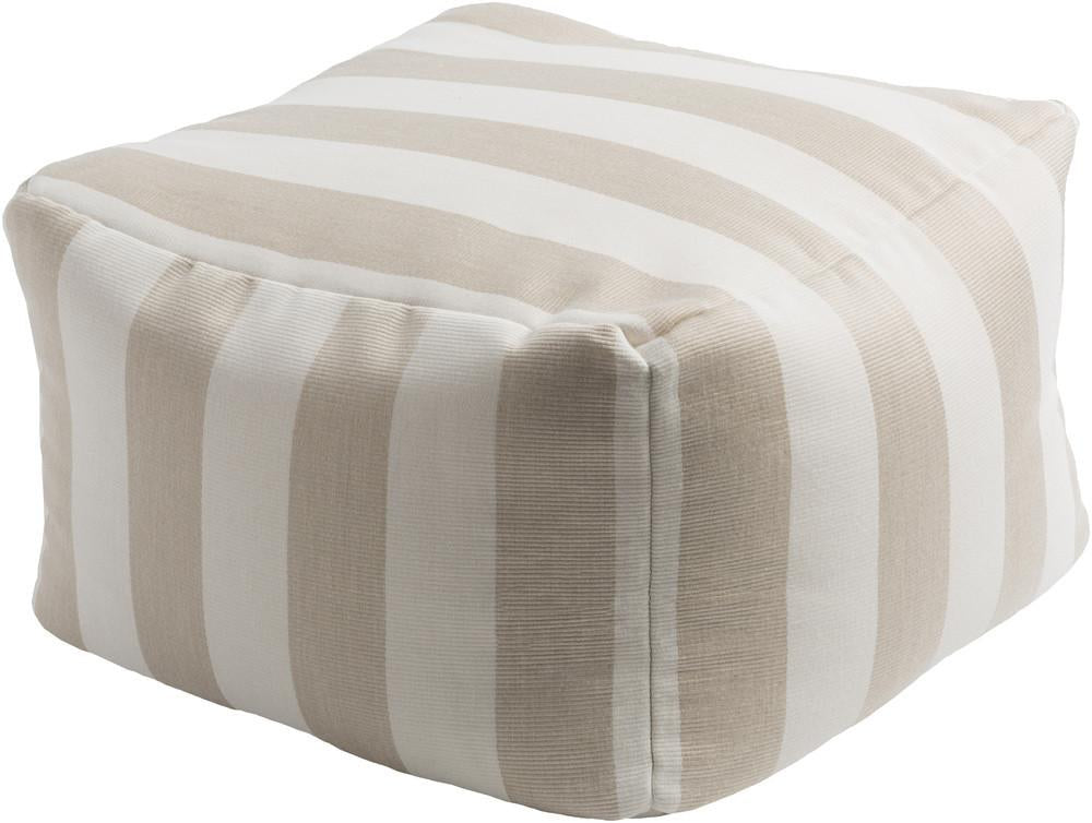 Finn Pouf in Khaki and White design by Sunbrella