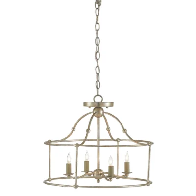 Fitzjames Pendant in Silver Granello design by Currey and Company