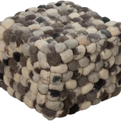 Flagstone Wool pouf in Charcoal and Taupe color