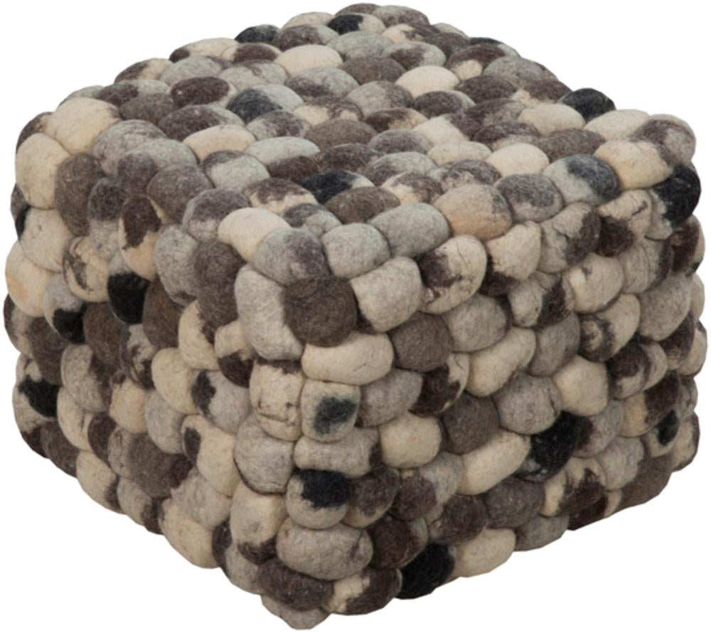 Flagstone Wool pouf in Charcoal and Taupe color