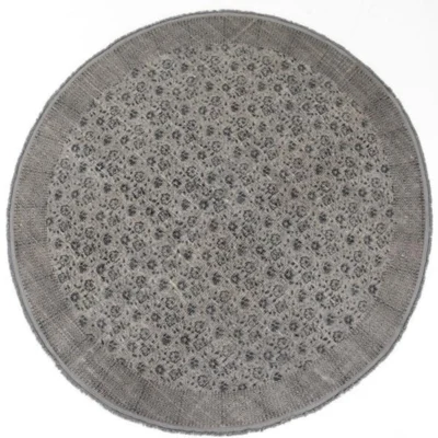 Flatweave Faded Round Print Rug