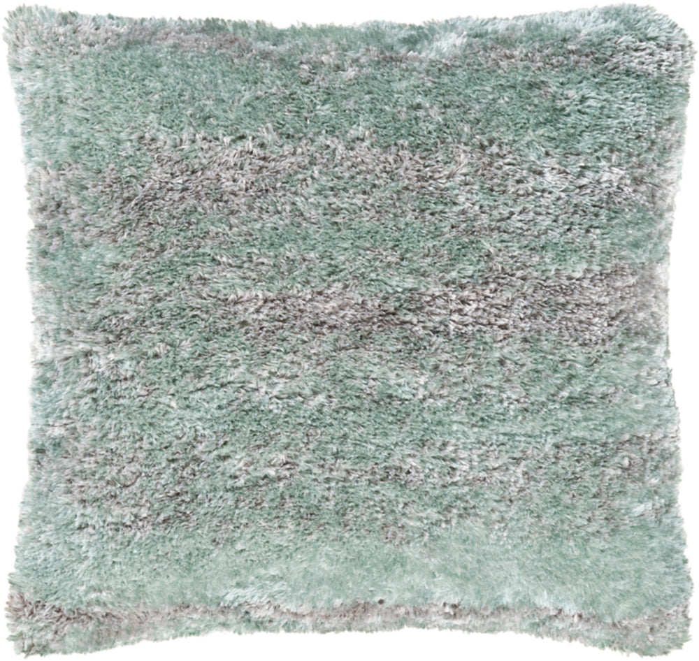 Flokati Woven Pillow in Aqua and Beige