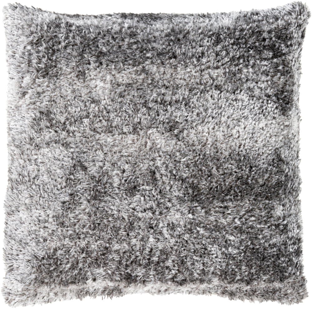 Flokati Woven Pillow in Beige and Medium Gray