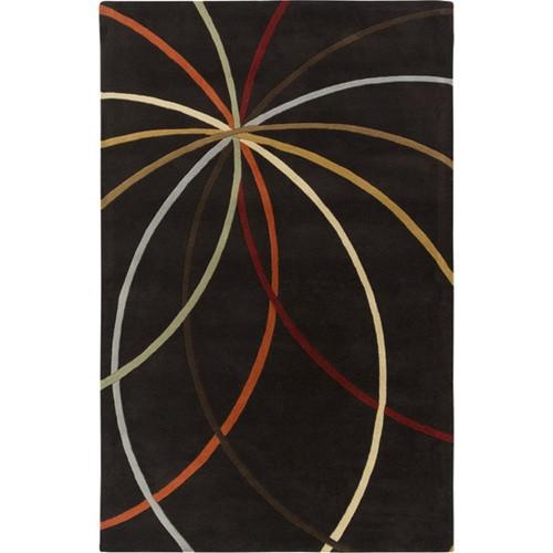 Forum Collection Wool Area Rug in Burnt Umber and Multi