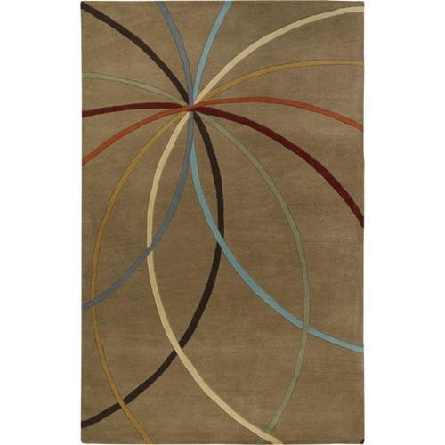 Forum Collection Wool Area Rug in Golden Brown and Multi