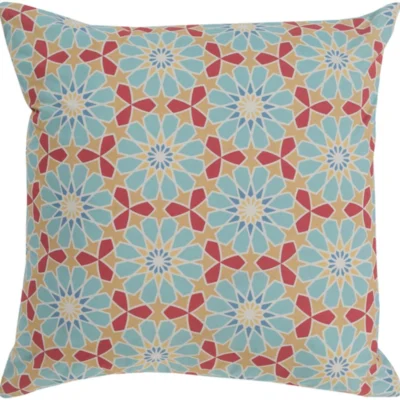 Francesco 18 x 18 Cotton Cushion in Aqua and Rose Color