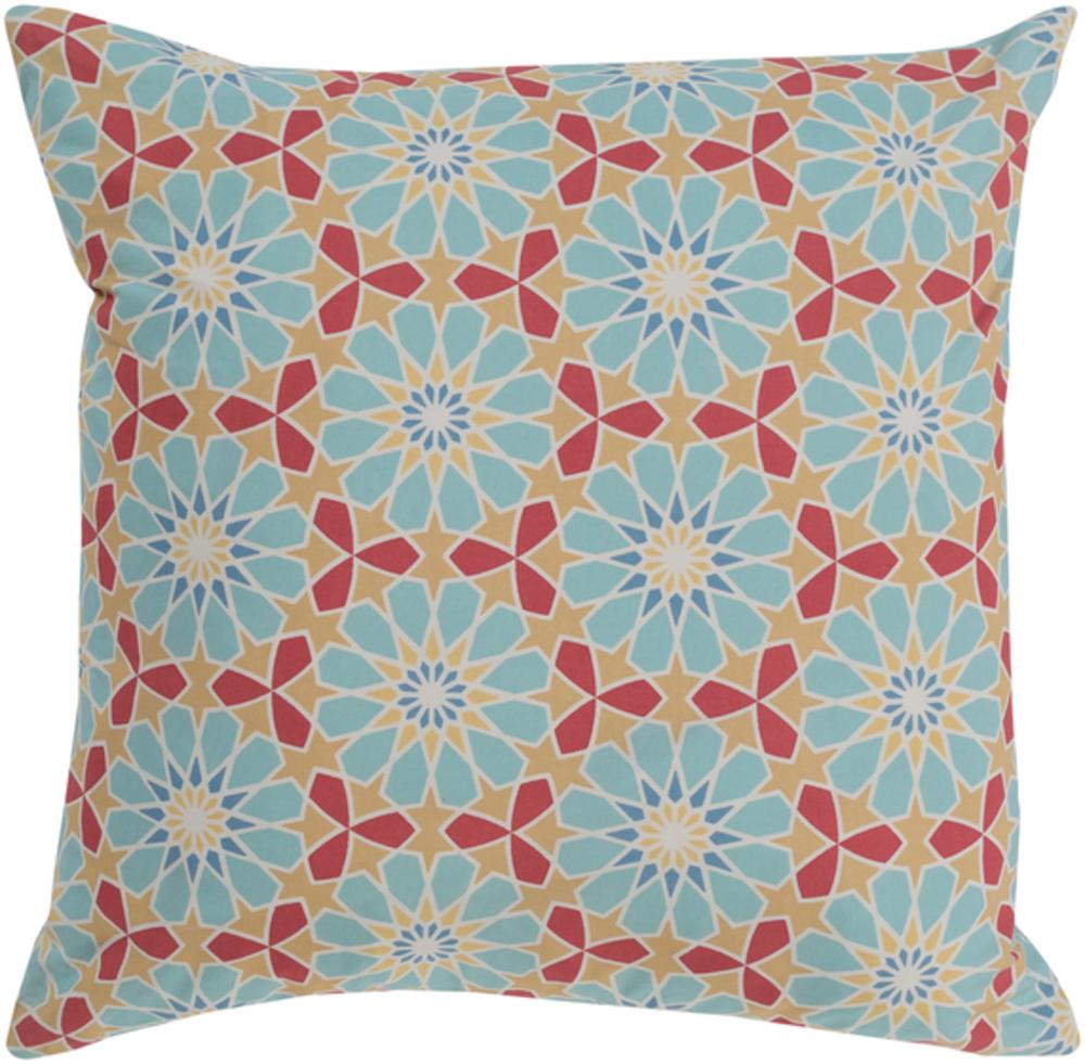 Francesco 18 x 18 Cotton Cushion in Aqua and Rose Color