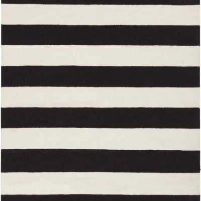 Frontier Collection 100 Wool Area Rug in Jet Black and White