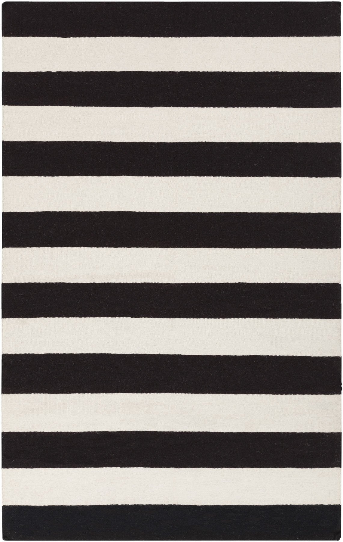 Frontier Collection 100 Wool Area Rug in Jet Black and White